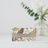 Carte De Visite Robin Elegant Bird Butterfly French Art (Debout devant)