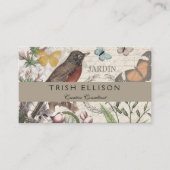 Carte De Visite Robin Elegant Bird Butterfly French Art (Devant)