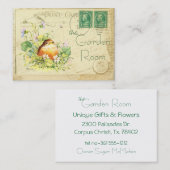 Carte De Visite Robin mignon avec Violets (Devant / Derrière)