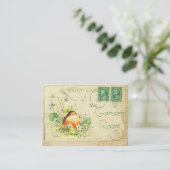 Carte De Visite Robin mignon avec Violets (Debout devant)