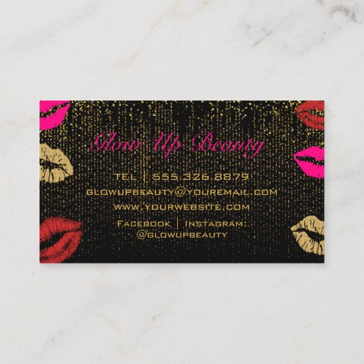 Carte De Visite Robinet à lèvres rose chaud Artiste de maquillage (Dos)