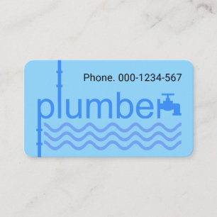 Carte De Visite Robinet de plomberie bleu sur vague bleue