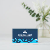 Carte De Visite Robinet d'eau de plomberie de main Marine Blue Plu (Debout devant)