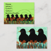 Carte De Visite Robins noirs dans une rangée - Customisé (Devant / Derrière)