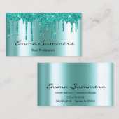 Carte De Visite Robin's oeuf Blue Drips Parties scintillant de Per (Devant / Derrière)