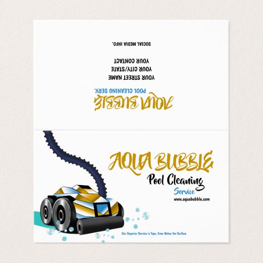 Carte De Visite Robot de nettoyage futuriste de piscine (Extérieur déplié)