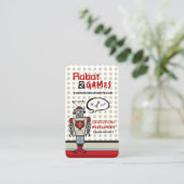 Carte De Visite Robot rouge rétro et jeux pour enfants - Écrous et (Debout devant)