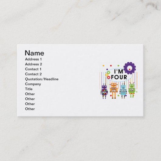 Carte De Visite Robot T-shirts et cadeaux d'anniversaire 4e (Devant)