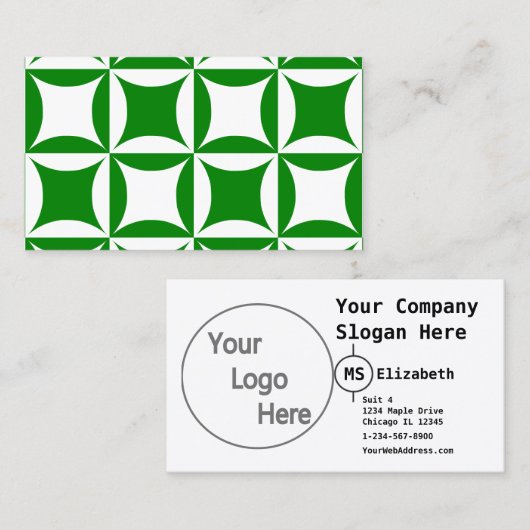 Carte De Visite Roboter Peter pour payer Motif vert Pual (Devant / Derrière)