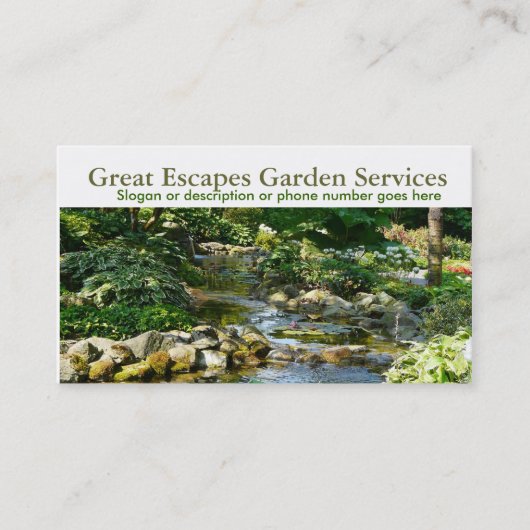 Carte De Visite Rocery Water Gardening Landscaper Business (Devant)