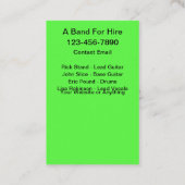 Carte De Visite Rock Band Pour Location Cool (Dos)