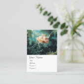 Carte De Visite ROCOCO LADY ON SWING MONOGRAM Vert Rose Blanc (Debout devant)