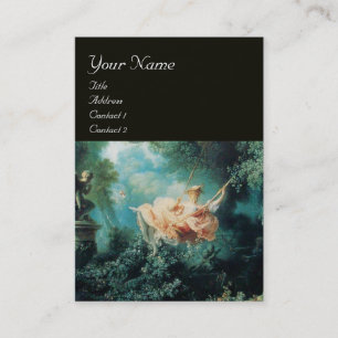 Carte De Visite ROCOCO LADY SUR LE MONOGRAMME ROUGE Vert ROSE Noir