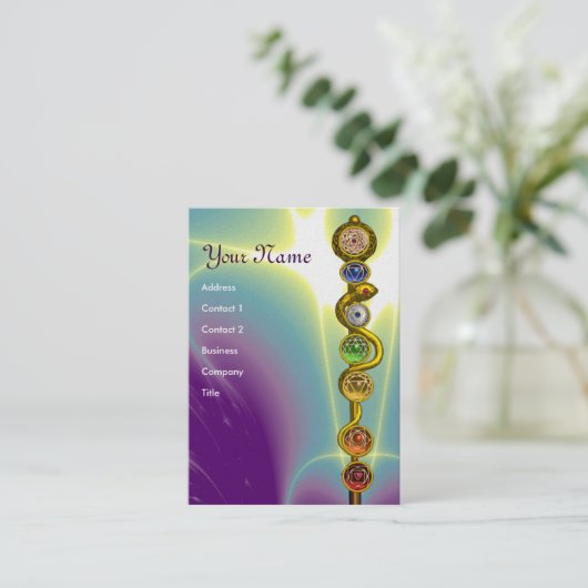 CARTE DE VISITE RODE D'ASCLEPIUS, 7 CHAKRAS, YOGA, ÉNERGIE SPIRITU (Debout devant)
