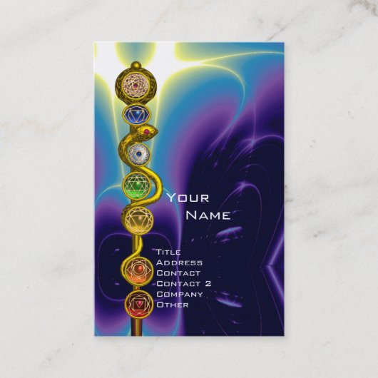 Carte De Visite RODE D'ASCLEPIUS,7 CHAKRAS YOGA LOTUS POSE Bleu (Devant)
