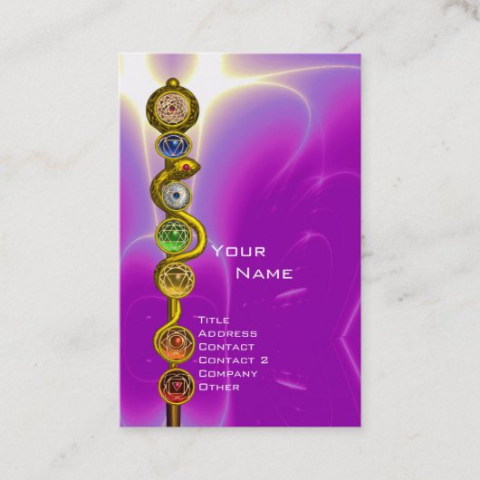 Carte De Visite RODE D'ASCLEPIUS,7 CHAKRAS YOGA LOTUS POSE rose (Devant)