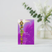 Carte De Visite RODE D'ASCLEPIUS,7 CHAKRAS YOGA LOTUS POSE rose (Debout devant)