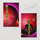 Carte De Visite RODE D'ASCLEPIUS,7 CHAKRAS YOGA LOTUS POSE Rouge (Devant / Derrière)