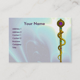 Carte De Visite RODE D'ASCLEPIUS Gold Médicale Guérir Bleu Turquoi