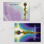 Carte De Visite RODE DU SYMBOLE DE GUÉRISON Médicale Or ASCLEPIUS (Devant / Derrière)