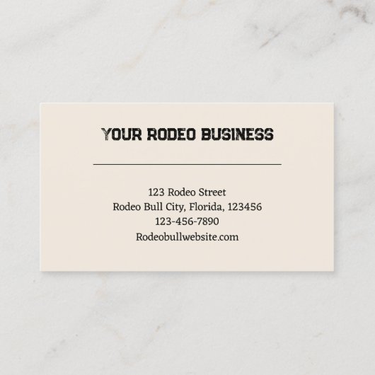 Carte De Visite Rodeo Bull Rustique Pays Ouest (Dos)