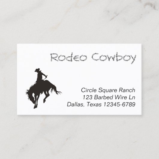 Carte De Visite Rodeo Cowboy Silhouette (Devant)