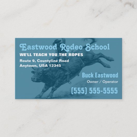 Carte De Visite Rodeo School | Bull Rider Training / Instructor (Devant)