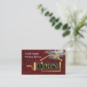 Carte De Visite Roller Brush Painting Gold Home Paint Splatter (Debout devant)