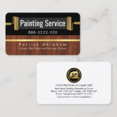 Carte De Visite Roller Paint Brush On Stylish Wood Gold Line (Devant / Derrière)