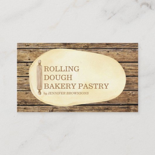 Carte De Visite Rolling Dough Bois Cutboard Boulangerie Gâteau (Devant)