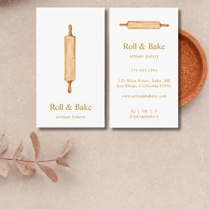 Carte De Visite Rolling Pin boulangerie Chef Traiteur Gold Script