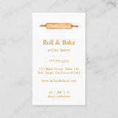 Carte De Visite Rolling Pin boulangerie Chef Traiteur Gold Script (Dos)