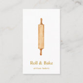 Carte De Visite Rolling Pin boulangerie Chef Traiteur Gold Script (Devant)