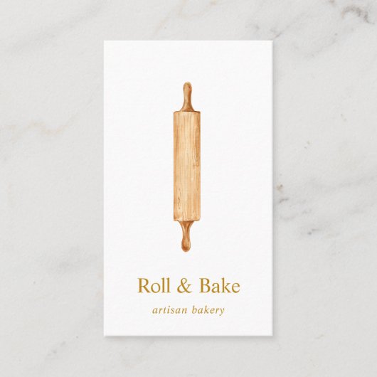 Carte De Visite Rolling Pin boulangerie Chef Traiteur Gold Script (Devant)