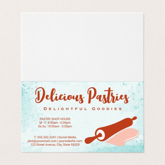 Carte De Visite Rolling Pin Logo | Pastry (Extérieur déplié)