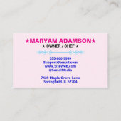 Carte De Visite Rolling Pin Pastry Chef | Pink Floral Cake Bakery (Dos)