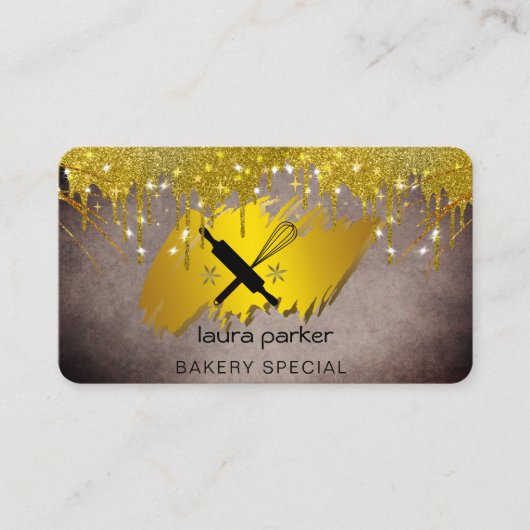 Carte De Visite Rolling Pin Whisk Boulangerie Pâtisserie Restaurat (Devant)