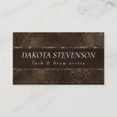 Carte De Visite Romance en bronze de minuit | Satiny Grunge Damask (Devant)