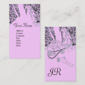 Carte De Visite ROMANCE MONOGRAMME , noir et rose (Devant / Derrière)