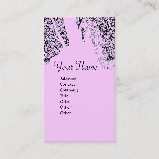 Carte De Visite ROMANCE MONOGRAMME , noir et rose (Devant)