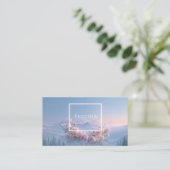 Carte De Visite Romantic Blush Rose Floral and Misty Mountain (Debout devant)
