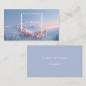 Carte De Visite Romantic Blush Rose Floral and Misty Mountain (Devant / Derrière)