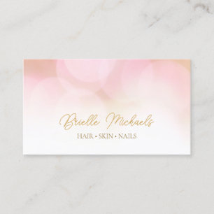 Carte De Visite Romantic Rose Bokeh Gold Script Salon de beauté