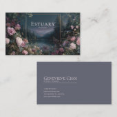 Carte De Visite Romantic Twilight Floral and Starry Mountain Lake  (Devant / Derrière)