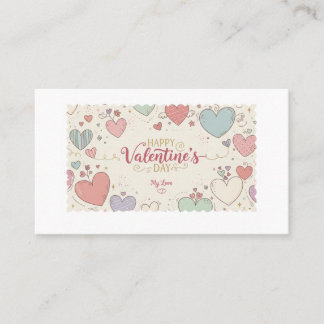 Carte De Visite Romantic Valentine’s Day Card – Cute Heart Illustr