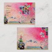 Carte De Visite ROMANTICA 2 / Belles Pansies en rose et bleu (Devant / Derrière)