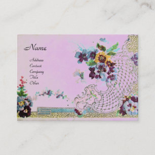 Carte De Visite ROMANTICA 2 Monogramme rose violet
