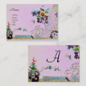Carte De Visite ROMANTICA 2 Monogramme violet rose (Devant / Derrière)