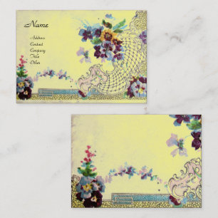 Carte De Visite ROMANTICA Élégant Panier Floral, Pansies Jaune