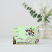 Carte De Visite ROMANTICA Élégant Panier Floral, Pansies Vert (Debout devant)